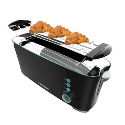 Image de Cecotec Grille pain Toast&amp;Taste Extra B, 1000 W de puissance, Double Fente longue pour 2 tartines, XL, Arrêt et Popup automatiques, Bac à miettes, Varillas Superiores, Auto centrage