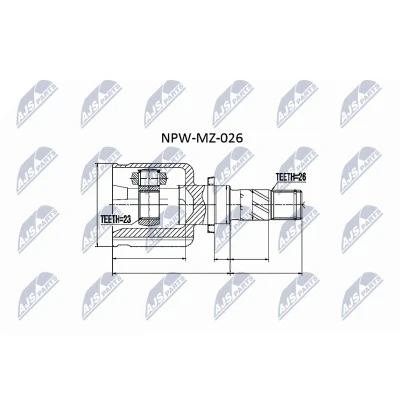Image de NTY NPW MZ 026 Tête de Cardan boîte automatique du côté vitesses MAZDA: 3 5 portes
