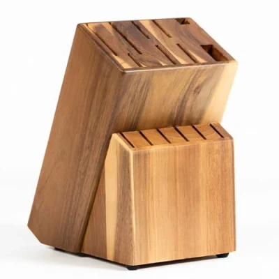Image de Coninx Bloc Couteaux de cuisine en bois d&#039;Acacia Range Porte Couteau universel Pieds Antidérapants Rangement ustensiles Blocs vides pour 15