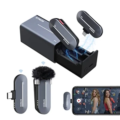 Image de SYNCO Microphone Cravate sans Fil (Type C), P1T Mic Lavalier 2.4GHz avec Boîtier de Charge Plug&amp;Play, 1*TX &amp; 1*RX pour Smartphone Tablet, Youtube, Interview,