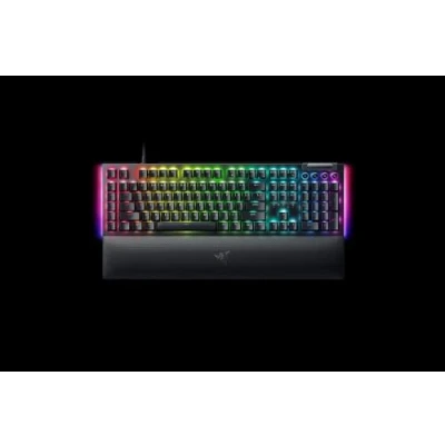 Image de Razer BlackWidow V4 (Green Switch) Clavier de Jeu mécanique Snap Tap (commutateurs mécaniques Clicky, 6 Touches Macro, ABS doubleshot, Chrome RVB) QWERTZ Disposition Allemande Noir