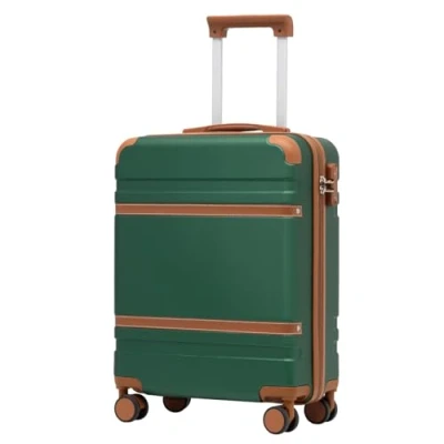 Image de COOLIFE Valise cabine 55 x 35 20 cm pour avion Ryanair Bagage à main rigide avec serrure TSA et 4 roulettes jumelées, vert foncé, 40 20cm,