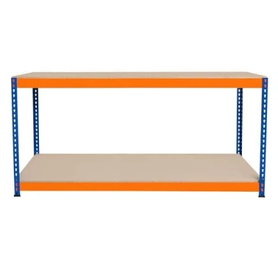 Image de Établi Ajustable à 2 Niveaux S Rax, Plan de Travail en Bois Aggloméré Robuste, Capacité 300kg, Bricolage Atelier Garage, Assemblage sans Boulons, Pieds Caoutchouc, 6 Renforts [180cm x 60cm 90cm]