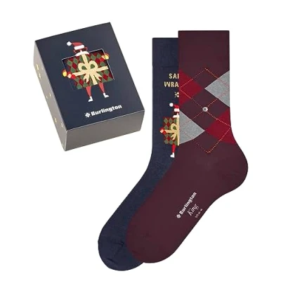 Image de Burlington X Mas Gift Box M SO coton motif fantaisie lot de 2 paires, Chaussettes Homme, Multicolore (Sortiment 0010), 40 46