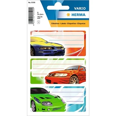 Image de Herma étiquettes 5599 de nom Manche pour l&#039;école, motif Tuning, format 7,6 x 3,5 cm, contenu : 9 par paquet