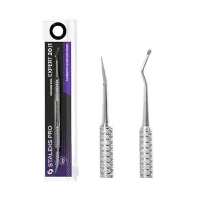 Image de STALEKS PRO Poussoir pédicure, curette à deux pointes : semi sphère + bec. Expert 20/1