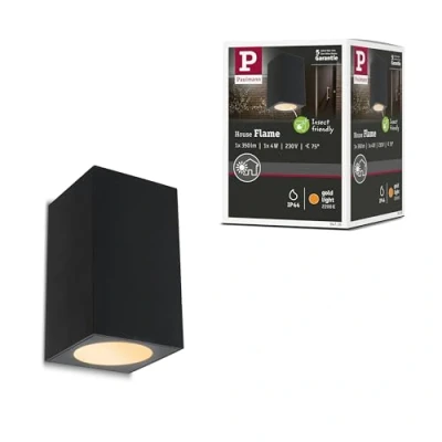 Image de Paulmann 94710 luminaire d&#039;extérieur LED Applique Flame Respect Insectes IP44 carré 58x103mm 2200K 4W 265lm 230V 75 Anthracite métal lumière dorée, 4 W