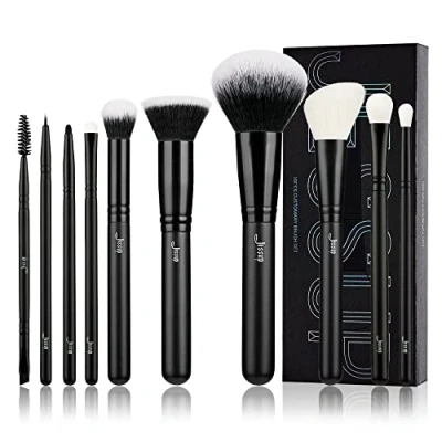 Image de Jessup ensemble de pinceaux maquillage, 10 pièces, pour fond teint en poudre, fard à paupières, Eyeliner, avec mélange poils chèvre, correcteur, Blush, broche sourcils
