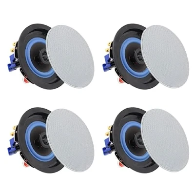 Image de Herdio Haut parleurs de Plafond,Enceinte encastrable Plafond à 2 Voies 10,2 cm, 160 W, Parfaits pour la Salle Bain, Cuisine, Le Salon, Compatible avec Bluetooth