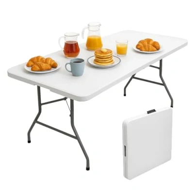 Image de Brigros Table Pliante de Jardin Parfaite comme Camping, Buffet, Cuisine Tables Pliantes avec poignée Gain Place (180 x 70 74)