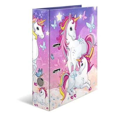 Image de HERMA Lot de 10 Classeurs A4 licorne 7 cm large avec motif maternelle colorés impression intérieure Pour garçons, filles et enfants