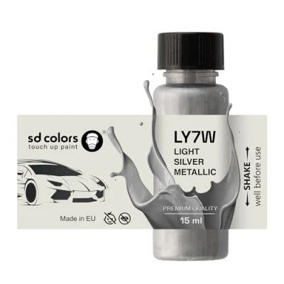 Image de SD COLORS LY7W Peinture de retouche Couleur : argent clair métallisé 15 ML Pour réparer les rayures et éclats Code argenté