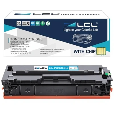 Image de LCL Cartouche de Toner Compatible 201A 201X CF401A CF401X 2300pages (1Cyan) remplacement pour HP Color LaserJet Pro M252 M252dw M252n, MFP M274 M274n M277 M277dw M277n M277c6