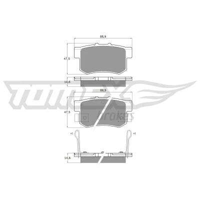 Image de TOMEX brakes TX 11 00 Jeu de plaquettes frein Essieu arrière avec indicateur d&#039;usure HONDA: CIVIC 7 Hatchback, 6 Hatchback