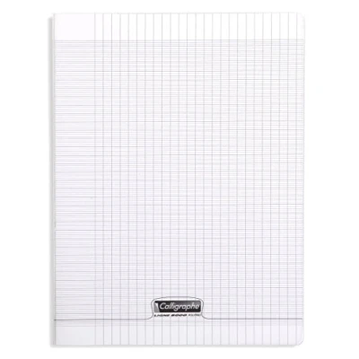 Image de Calligraphe 18179C Un Cahier Agrafé Incolore (une Marque de Clairefontaine) 24x32 cm 48 Pages Grands Carreaux Papier Blanc 90 g Couverture Polypro Transparent