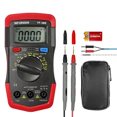 Image de Multimètre Automatique Numérique Testeur, INFURIDER YF 36K Volmetre Multifonctions, 4000 Counts Avomètre Les Mesures Tension, Courant, Ohm, Continuité, Résistance, Températurepour DMM électrique