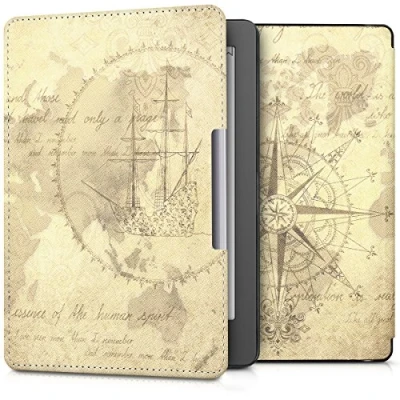 Image de kwmobile Étui Compatible avec Kobo Aura Edition 2 Coque à Rabat magnétique Tablette eReader Similicuir Marron Clair