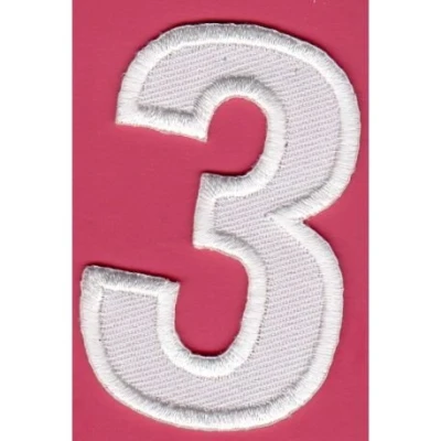 Image de Ecusson Thermocollant Chiffre Numéro 3 Coloris Blanc x 5 cm
