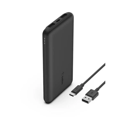 Image de Belkin batería externa portátil de 10000mAh, cargador externo USB C con 1 puerto y 2 puertos A, power bank 15 W, para iPhone, Galaxy, Pixel, AirPods, iPad otros Noir