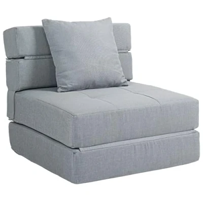 Image de HOMCOM Chauffeuse canapé lit Convertible Fauteuil 1 Place avec Coussin déhoussable, Tissu Gris Clair