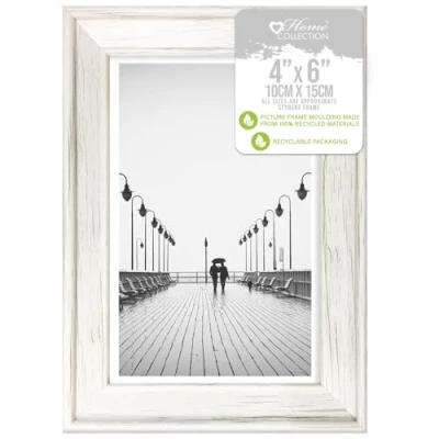 Image de Design Group Cadre photo en bois vieilli style shabby chic Blanc 10 x 15 cm