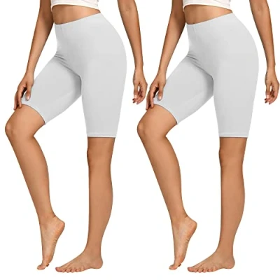Image de Libella 2er Pack Short de Cyclisme Legging Court Femme Taille Haute en Coton Sport d&#039;été Opaque Blanc 4165 2XL
