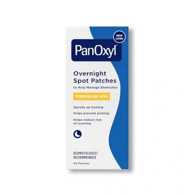 Image de PanOxyl PM Lot de 40 patchs ronds nocturnes avec technologie avancée guérison hydrocolloïde sans parfum