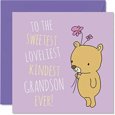Image de Cartes d&#039;anniversaire sincères pour petit fils Sweetest Loveliest Kindest Grandson Ever Carte de la part d&#039;une grand mère ou d&#039;un père, cadeaux fils,