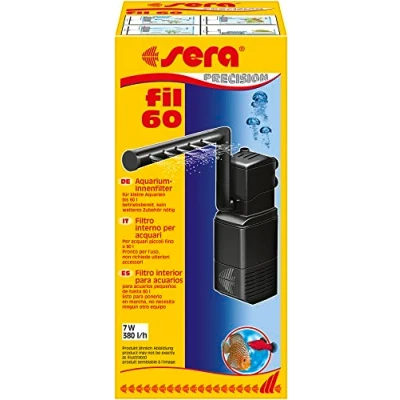 Image de Sera filtre interne d&#039;aquarium Fil 60 06843, 380 l/h pour aquariums jusqu&#039;à litres, avec structure modulaire (avec éponge et charbon actif)