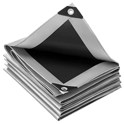 Image de WOLTU Bâche de Protection en PE Imperméable et Résistante, Couverture Étanche pour Bois Housse avec Œillets Muiti Usage 280g/m², Gris+Noir, 2x3m