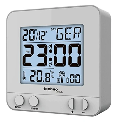 Image de Technoline WT 235 Réveil Radio piloté argenté avec capteur Tactile, Plastique, 8 x 2,5 cm