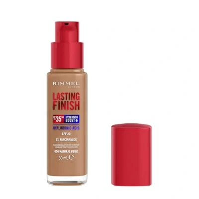 Image de Rimmel London Lasting Finish jusqu&#039;à 35h, 400 Natural Beige, fond de teint, longue tenue, hydratant, formule vegan, couvrance totale, 30 ml