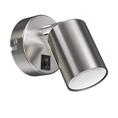 Image de ledscom.de Spot mural WAIKA, à une flamme, avec interrupteur, GU10, chrome mat, ampoule LED GU10 incluse (blanc chaud, 6,826W, 630lm, 100)