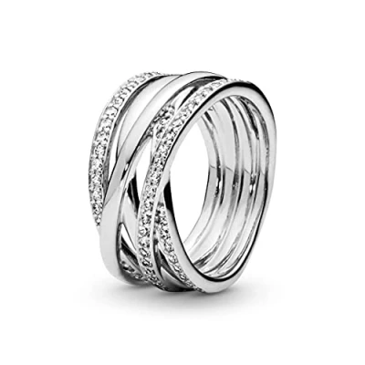 Image de Pandora Timeless Bague scintillante et Lignes polies en argent avec zircones cubiques, taille 58