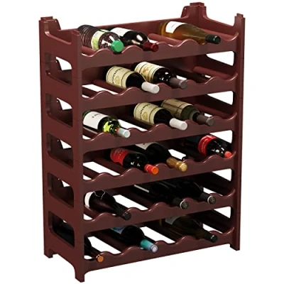 Image de ARTECSIS Casier à Bouteilles pour 36 Bouteilles, Étagère Vin, Range Bouteille en Plastique Brun