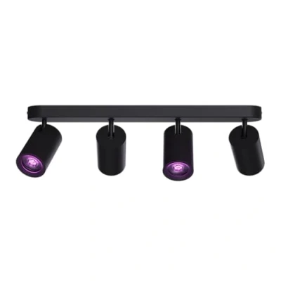 Image de CALEX Spot LED Connecté WiFi, 4 lumières, orientable, Alexa/Google/Siri, Ovale, Noir, Dimmable, contrôlable via app