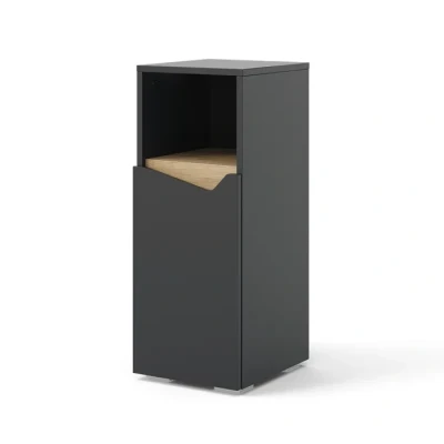 Image de Vicco Armoire Midischrank Marelle, Anthracite/Anthracite, 30 x 74.5 cm avec Porte et Compartiment Ouvert