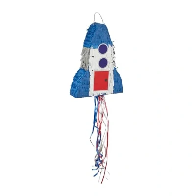 Image de Relaxdays Piñata, Forme Une fusée, pour Astronaute en Herbe (Fille ou garçon), Anniversaire, à Suspendre, Multicolore