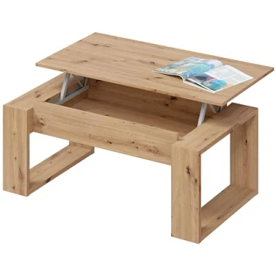 Image de Habitdesign Table Basse relevable, Mélamine, Chêne Nodi, Pequeña