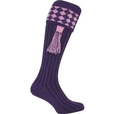 Image de Jack Pyke Chaussettes de Chasse Harlequin avec Garters Violet/Mauve