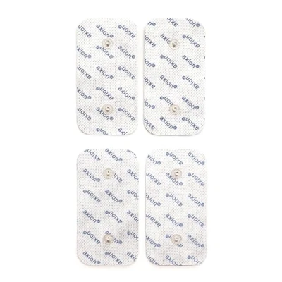 Image de 4 électrodes axion 10x5 cm Compatibles avec les électrostimulateurs COMPEX Patchs pour TENS et EMS réutilisables autocollants connecteur bouton 3,75 mm