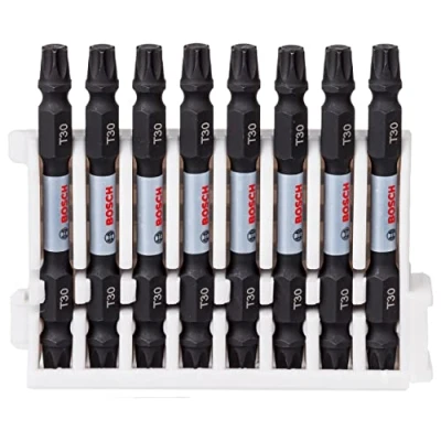 Image de Bosch Accessories 8 pièces Pack d&#039;Embouts de Vissage Double Tête Torx (Impact Control, x T30 Bits, Longueur 65mm, Pick and Click, Accessoires visseuse à percussion)