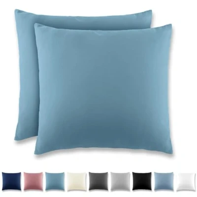 Image de REDKEY Taie Oreiller 80x80 Bleu Eau Lot de 2 Taies d&#039;Oreillers 80 x Carré en Microfibre Brossée, Housse Coussin avec Fermeture Éclair