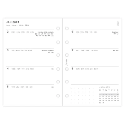 Image de Filofax Pocket Minimal Week on Two Pages 2023 Diary, White (23 68290)