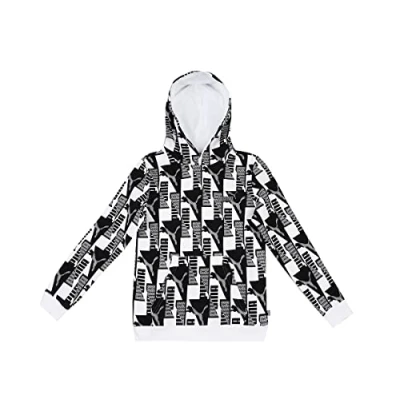 Image de PUMA Sweat à Capuche Power AOP FL B Sudation Garçon, Blanc, 128 cm