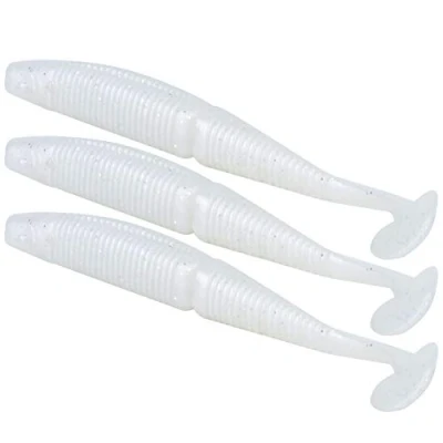 Image de Paquet de 3 pi¨¨Ces appat leurre p¨ºche Souple Double Couleur, 12mm 11g ver Nageur Simulation Attrayant p¨ºche(Perle Blanche),