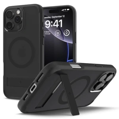 Image de Spigen Coque pour iPhone 16 Pro Max, Ultra Hybrid S MagFit, [Fixation Flexible] 6,9 Pouces Frost Noir