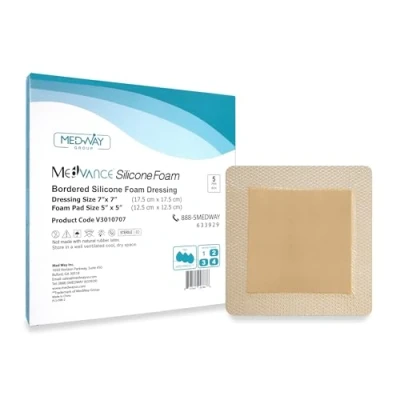 Image de MedVanceTM silicone : Pansement en mousse adhésive de avec bordure, 7&quot; x (17,7 cm 17,7 cm), boîte 5 pansements