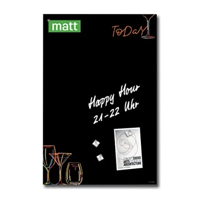 Image de SIGEL GL396 Tableau magnétique en verre premium, surface mate, 40 x 60 cm, de sécurité, montage facile, 3 aimants néodyme inclus, noir, orange Artverum