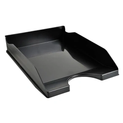 Image de Exacompta Réf. 123014D Lot de 10 corbeilles à courrier ECOTRAY dimensions utiles 34 x 25 6,5 cm pour documents au format A4+ couleur noir certifié Ange Bleu
